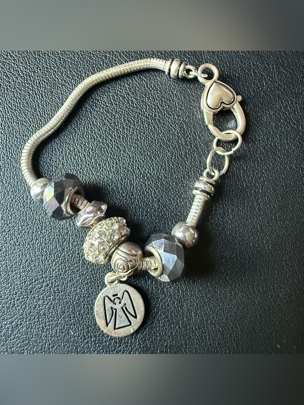 Angel Charm Slide Bracelet Silver Tone